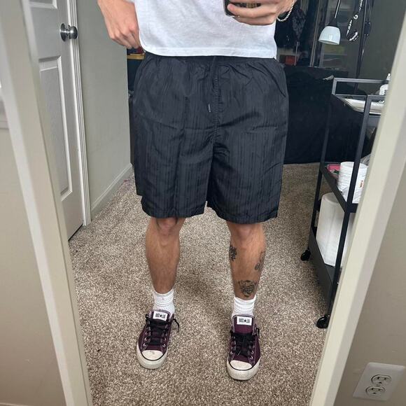 Black striped Stussy Swim Suit Bathing Suit Trunks Shorts - Picture 7 of 8